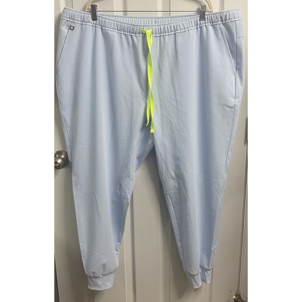 Figs Zamora Women Jogger Scrub Pant Light Blue Cargo Pocket 4XL Plus NWT